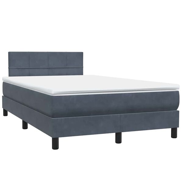 vidaXL Boxspringbett mit Matratze Dunkelgrau 120x220 cm Samt
