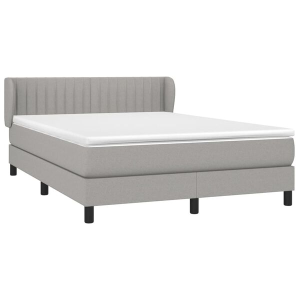 vidaXL Boxspringbett mit Matratze Hellgrau 140x190 cm Stoff