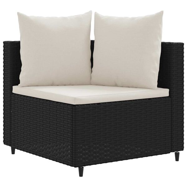 vidaXL 5-tlg. Garten-Sofagarnitur mit Kissen Schwarz Poly Rattan