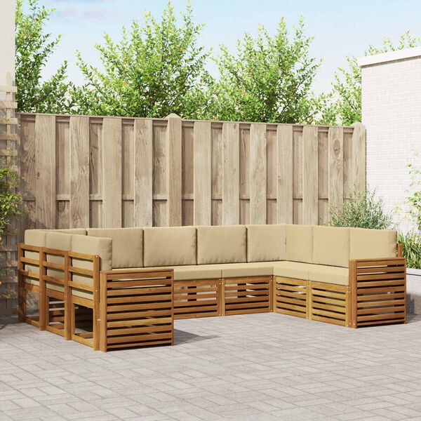vidaXL Sofagarnituren 9 pcs Natur und Beige Massivholz Akazie