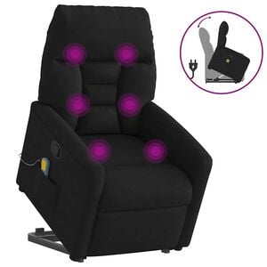 vidaXL Massagesessel mit Aufstehhilfe Schwarz Mikrofasergewebe
