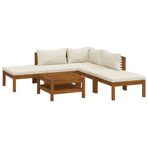 vidaXL 6-tlg. Garten-Lounge-Set mit Creme Kissen Massivholz Akazie