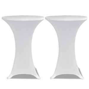 2 x Tischhusse f&uuml;r Stehtisch Stretchhusse &Oslash;60 cm wei&szlig;