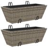 vidaXL Pflanzkasten mit Haken 2 Stk. Grau Poly Rattan