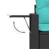 vidaXL 13-teiliges Gartensofa-Set mit Kissen, schwarzes Polyrattan