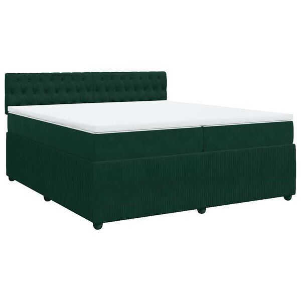vidaXL Boxspringbett mit Matratze Dunkelgr&uuml;n 200x200 cm Samt
