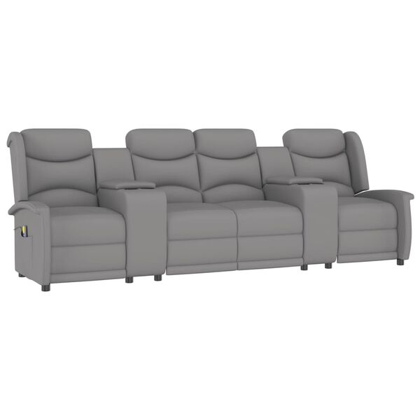 vidaXL 4-Sitzer Massagesessel mit Getr&auml;nkehalter Hellgrau