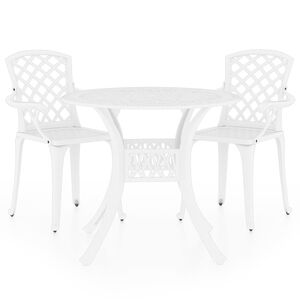 vidaXL 3-tlg. Bistro-Set Aluminiumguss Wei&szlig;