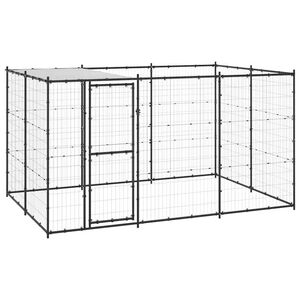 vidaXL Outdoor-Hundezwinger mit &Uuml;berdachung Stahl 7,26 m&sup2;