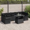 vidaXL Garten-Sofa-Set mit Kissen 8 pcs Schwarz Poly Rattan
