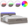 vidaXL Ottoman-Bett mit Matratze & LEDs Taupe 160x200 cm Stoff