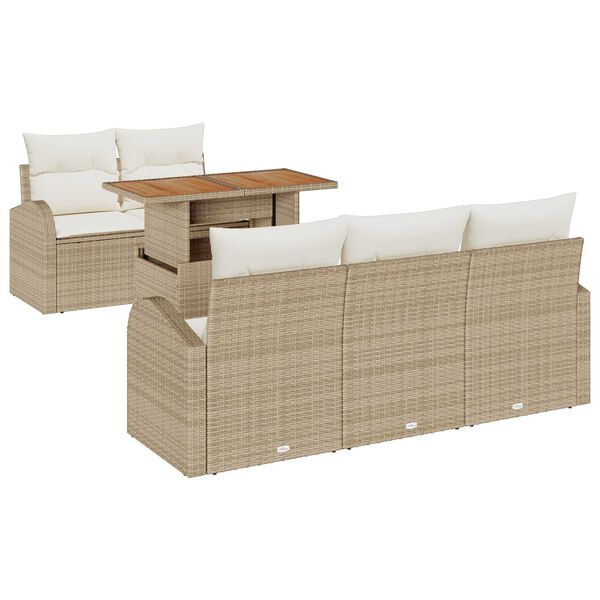 vidaXL Garten-Sofa-Set mit Kissen 6 pcs Beige und Creme
