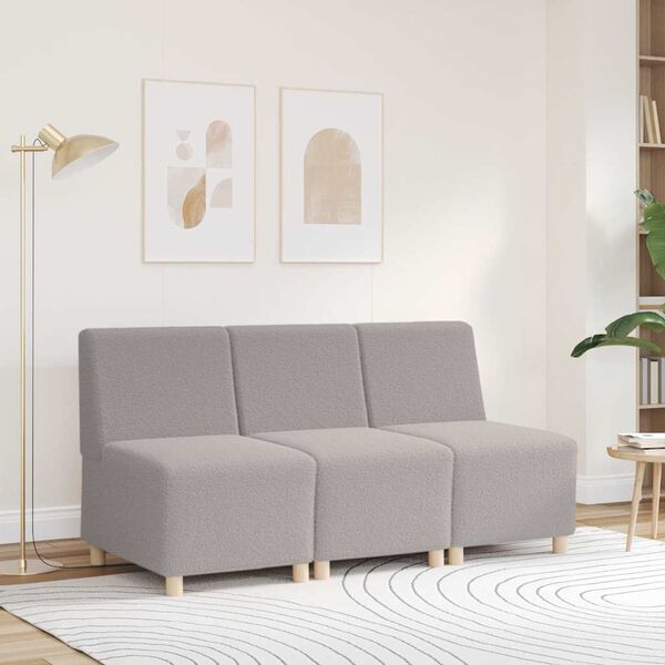 vidaXL Modulares Sofa ohne Armlehnen Hellgrau 55 cm Gelockter Wollstoff