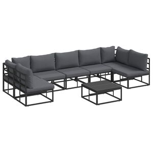 vidaXL Gartensofa-set mit Kissen 8 pcs Schwarz Aluminium