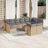 vidaXL 13-tlg. Garten-Sofagarnitur mit Kissen Beige Poly Rattan