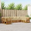 vidaXL Ecksofa Set mit Kissen 10 pcs Natur und Beige Massivholz Akazie