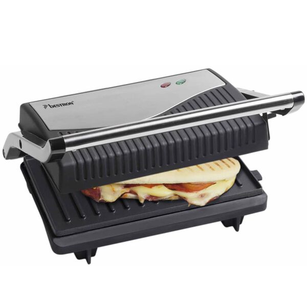 Bestron Panini-Grill 750 W Silber und Schwarz Edelstahl APG150