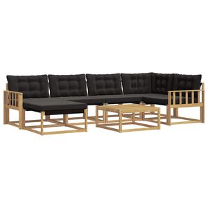 vidaXL Outdoor-Sofagarnitur 7 stk. Wei&szlig; und Schwarz Massivholz Akazie