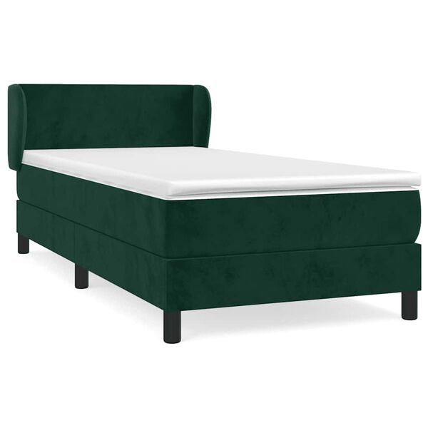 vidaXL Boxspringbett mit Matratze Dunkelgr&uuml;n 90x190 cm Samt