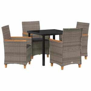 vidaXL Garten Essgruppe 5 pcs Grau Poly-Rattan