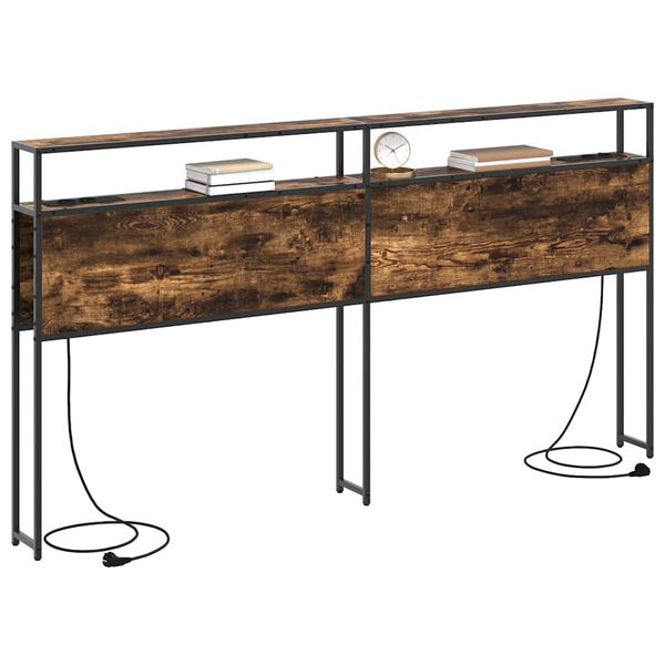 vidaXL Stauraum-Kopfteil mit Regal Räuchereiche 180 cm Holzwerkstoff