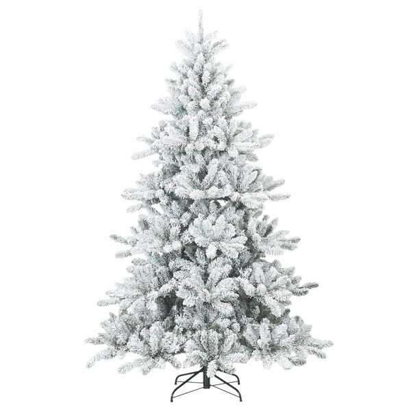 vidaXL Künstlicher Scharnier-Weihnachtsbaum schneebedeckt Weiß 240 cm