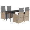 vidaXL 5-tlg. Garten-Essgruppe mit Kissen Beige Poly Rattan