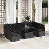 vidaXL Garten-Sofa-Set mit Kissen 10 pcs Schwarz Poly-Rattan