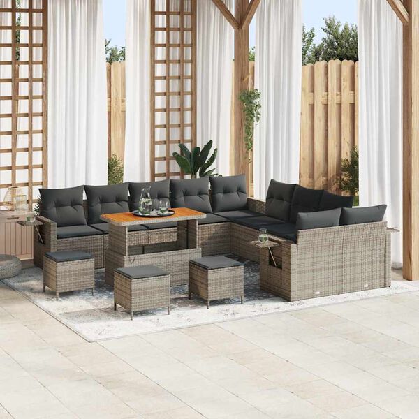 vidaXL Gartensofa-set 14 pcs Grau Poly-Rattan