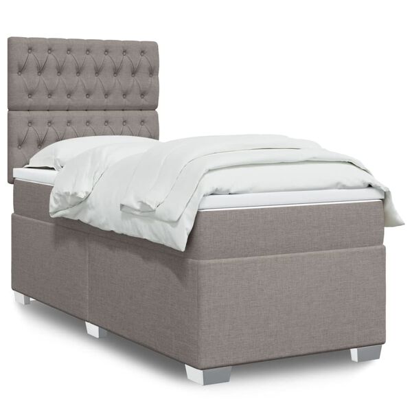 vidaXL Boxspringbett mit Matratze Taupe 80x200 cm Stoff