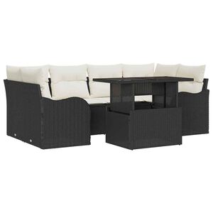 vidaXL Gartensofa-set 7 stk. 6-Sitzanzahl Schwarz Poly Rattan