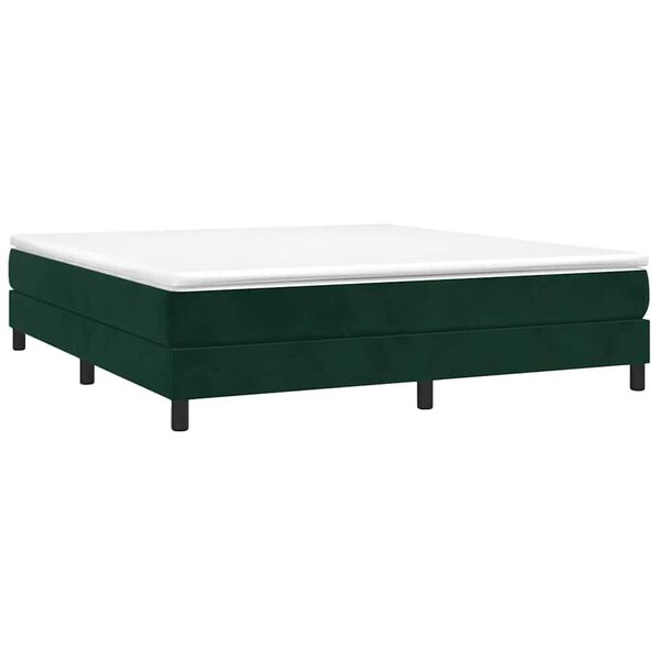 vidaXL Boxspringbett mit Matratze Dunkelgr&uuml;n 160x200 cm Samt
