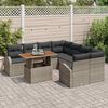 vidaXL Garten-Sofa-Set mit Speicher 9 pcs Grau Poly Rattan