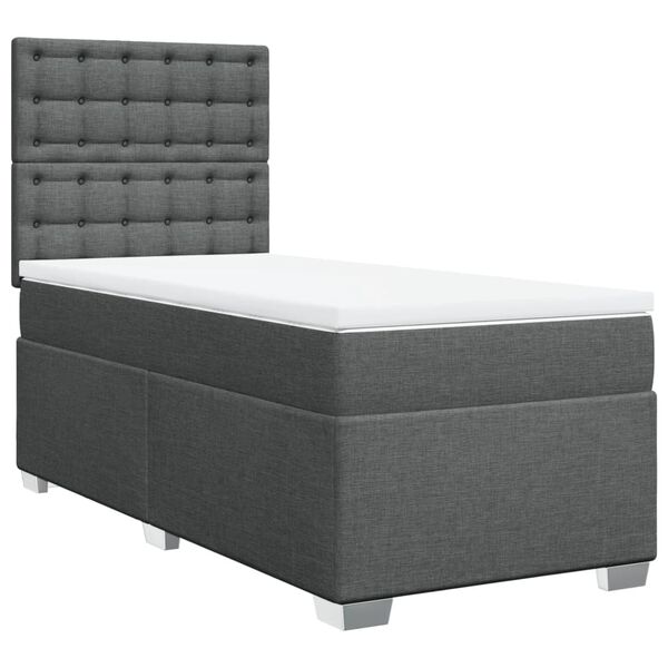 vidaXL Boxspringbett mit Matratze Dunkelgrau 90x200 cm Stoff