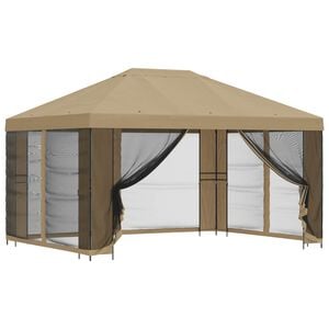vidaXL Garten Pavillon mit Seitenw&auml;nden 4 x 3 m Beige