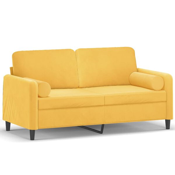 vidaXL 2-Sitzer-Sofa mit Kissen Hellgelb 140 cm Samt