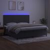 vidaXL Boxspringbett mit Matratze & LED Dunkelgrau 200x200 cm Samt