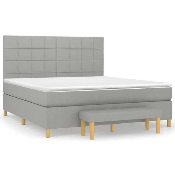 vidaXL Boxspringbett mit Matratze Hellgrau 160x200 cm Stoff