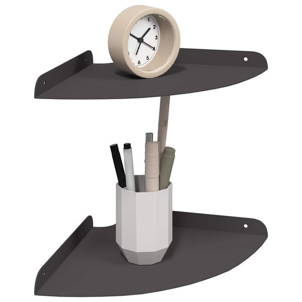 vidaXL Wandregal mit Regal mit Speicher 2 pcs Schwarz 24 x 24 x 2 cm