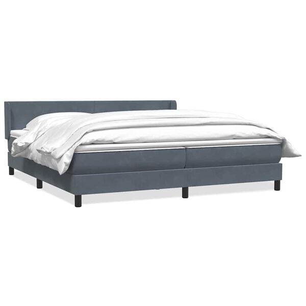 vidaXL Boxspringbett mit Matratze Dunkelgrau 180x210 cm Samt