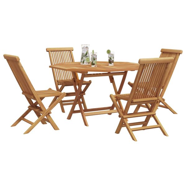 vidaXL Garten Essgruppe 5 pcs Braun Massivholz Teak