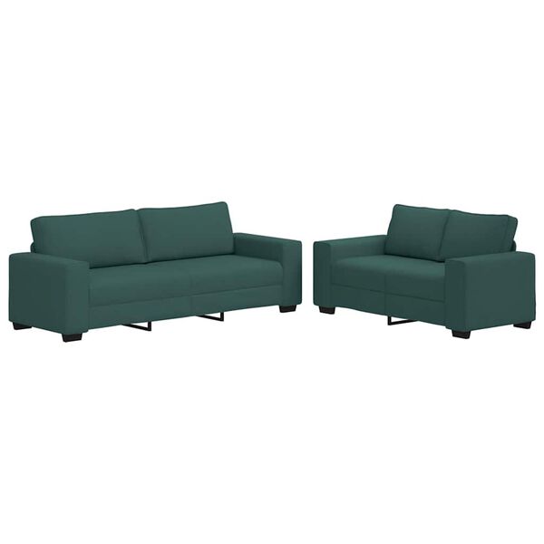 vidaXL 2-teiliges Sofa-Set mit Kissen, dunkelgr&uuml;ner Stoff