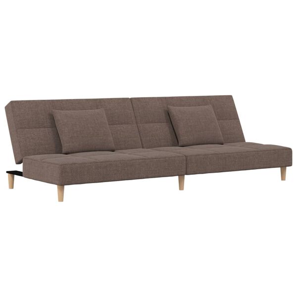 vidaXL Schlafsofa 2-Sitzer mit 2 Kissen Taupe Stoff
