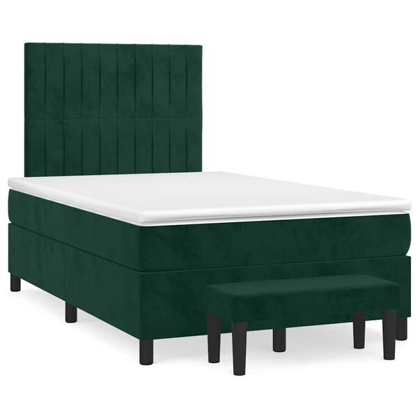 vidaXL Boxspringbett mit Matratze Dunkelgr&uuml;n 120x200 cm Samt