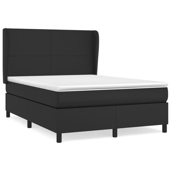 vidaXL Boxspringbett mit Matratze Schwarz 140x190 cm Kunstleder