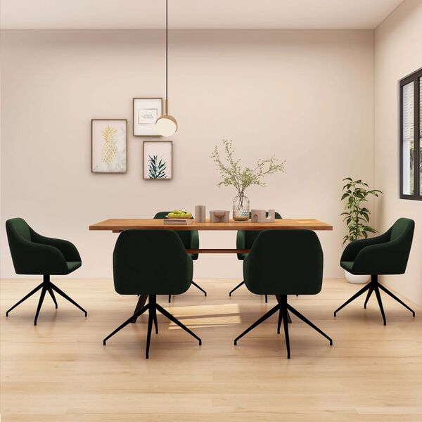 vidaXL Esszimmerst&uuml;hle 6 Stk. Dunkelgr&uuml;n Samt