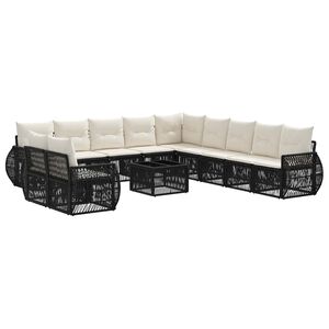 vidaXL Gartensofa-set 12 pcs Schwarz und Cremewei&szlig; Poly-Rattan