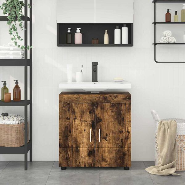 vidaXL Badezimmerschrank-Set TULUM Ger&auml;ucherte Eiche 60 x 34 x 63 cm