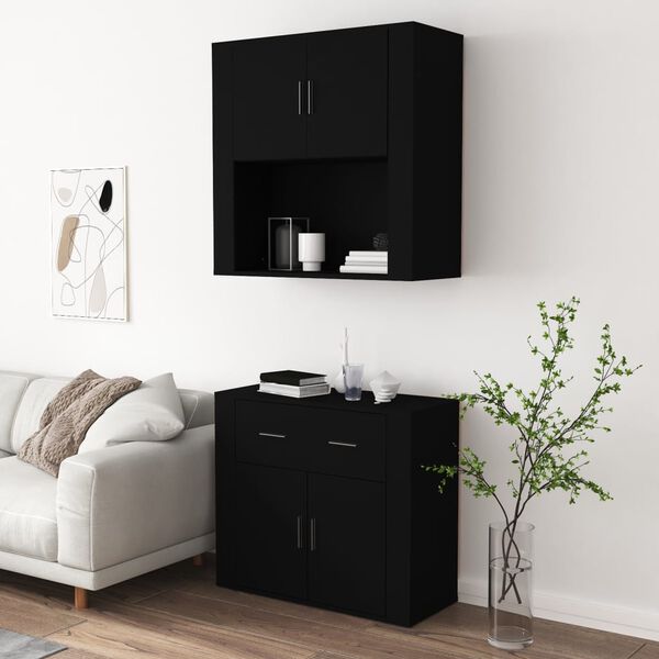 vidaXL Highboard Schwarz Holzwerkstoff