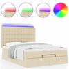 vidaXL Ottoman-Bett mit Matratze & LEDs Creme 140x200 cm Stoff